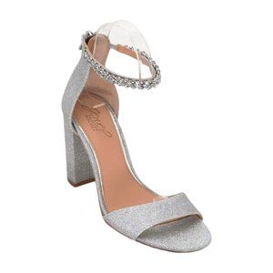 Jewel Badgley Mischka Womens Louise Heeled Sandal, Silver, 7